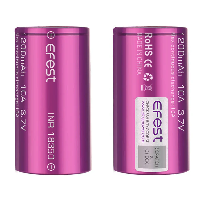 Efest High Performance INR 18350 1200mAh 10A Battery (Flat Top) - Image 3
