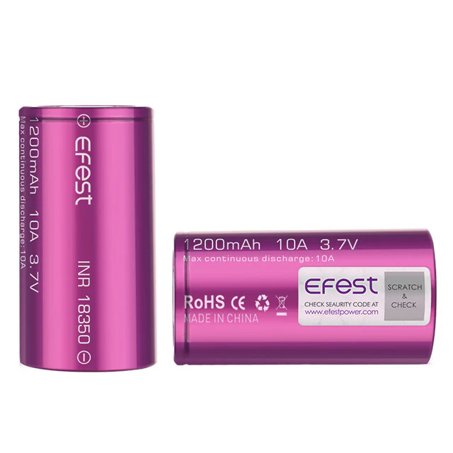 Efest High Performance INR 18350 1200mAh 10A Battery (Flat Top) - Image 4
